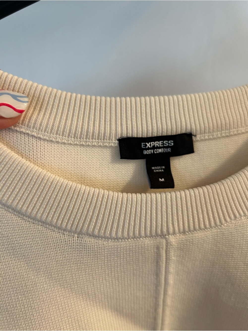Express Off-White Ribbed Formal Dress - Picture 5 of 6